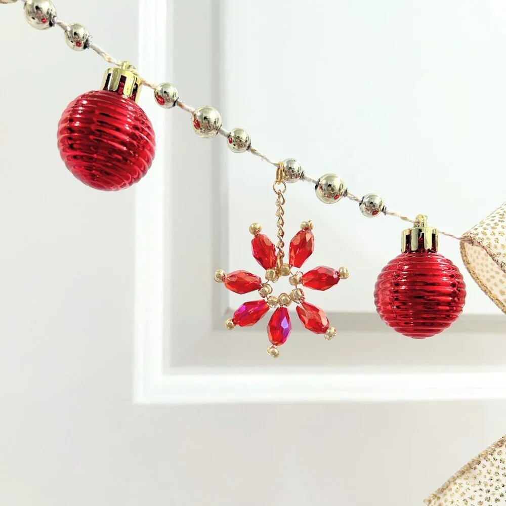 Handmade Gold/Red Christmas Garland